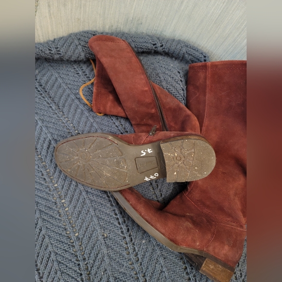 Born Hayden Red Distressed Suede Boots Knee High Size 7.5 - Picture 5 of 15